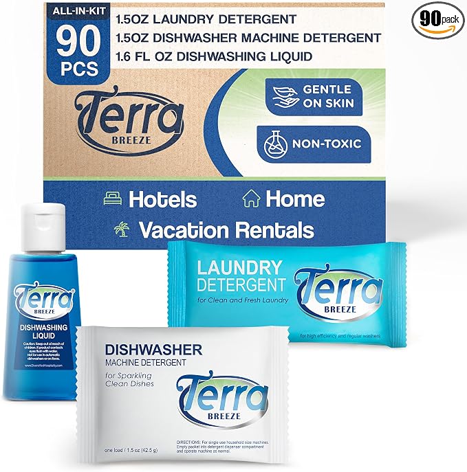 Travel Laundry Detergent & Dish Soap | Terra Breeze 1-Shoppe Amenities Kit | by 1-Shoppe