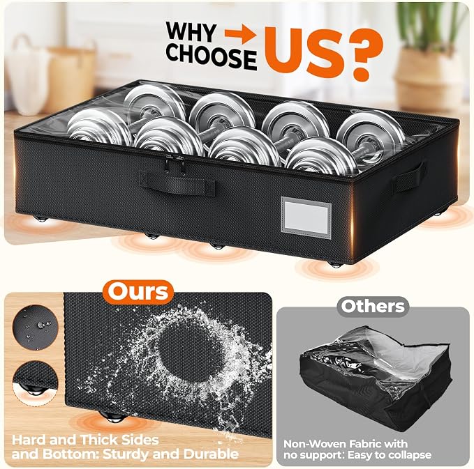 Underbed Storage with Wheels, 2 Pack Under Bed Storage Containers with Clear - Image 6