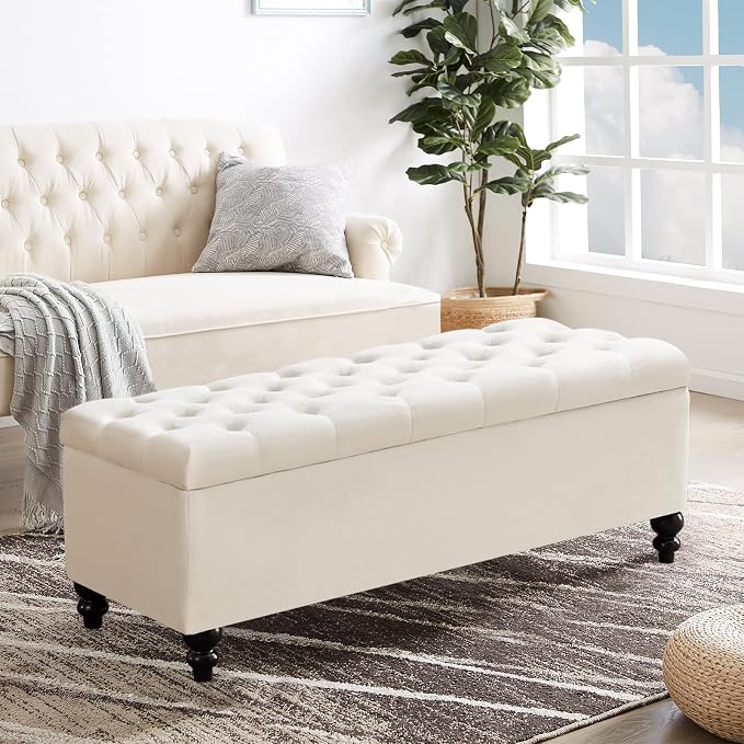 Living&Giving Storage Ottoman 50.2 Inches Upholstered Fabric Storage Ottoman - Image 7