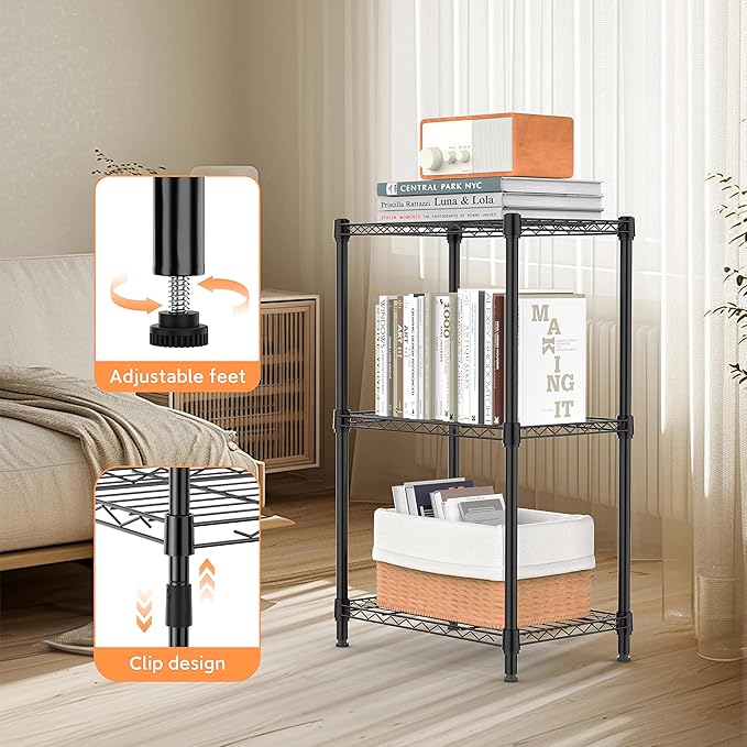 3 Tiers Shelf Metal Storage Shelves Wire Rack Closet Organizers - Image 4