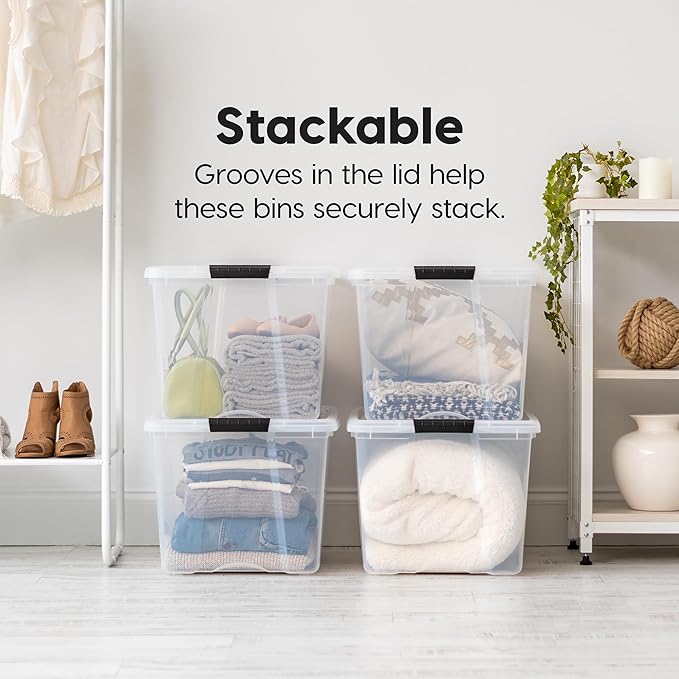 IRIS USA 72 Qt Stackable Plastic Storage Bins