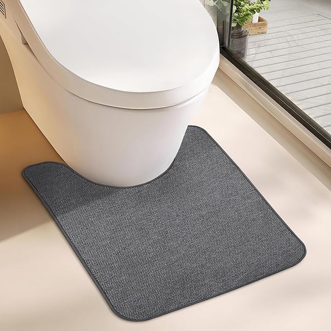 Toilet Rugs U Shaped Bathroom Rug, Machine Washable Non Slip Quick Dry Super by BosapDirect