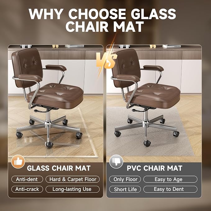 59“ x 47” Beveled Edge Glass Chair Mat - Image 4