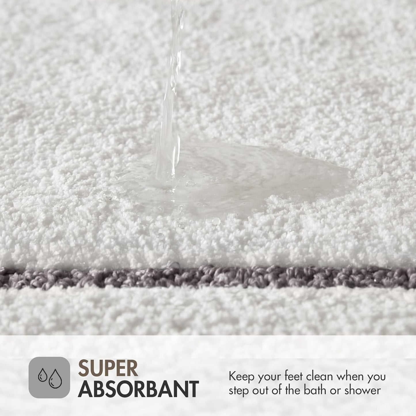 Madison Park Roan Bath Rug 17x24, Thick Absorbent Microfiber Bathroom Mat, Non Slip TPR Backing, Machine Washable, Oeko-TEX Certified, Hotel-Inspired Tufted Plush Design, Grey