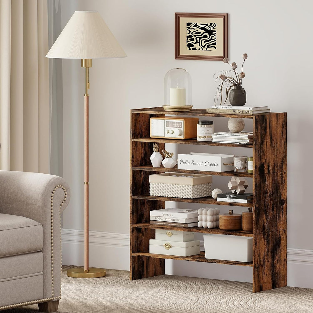 Tangkula 6-Tier Stackble Vertical Shoe Rack, Space Saving Wooden Corner Shoe ...