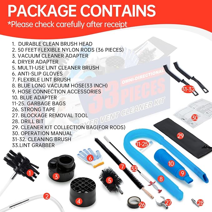 Dryer Vent Cleaner Kit, Upgrade Noiseless Dryer Lint Vacuum Attachment - Image 6