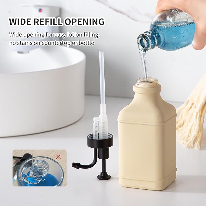 Enra Glass Soap Dispenser with Clear Window, 12oz Matte Stainless Steel Hand - Image 2