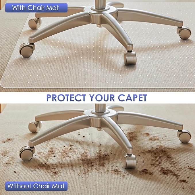 Kuyal Office Chair Mat for Carpet, 2 Pack 36x 48 Clear Heavy Duty Computer - Image 4