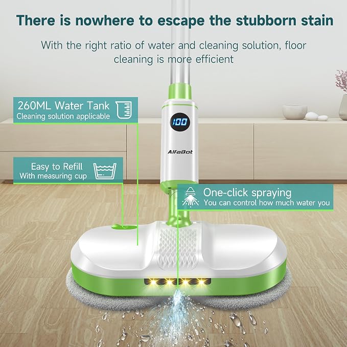 AlfaBot Cordless Electric Mop for Floor Cleaning, Dual Spin Mop - Image 9