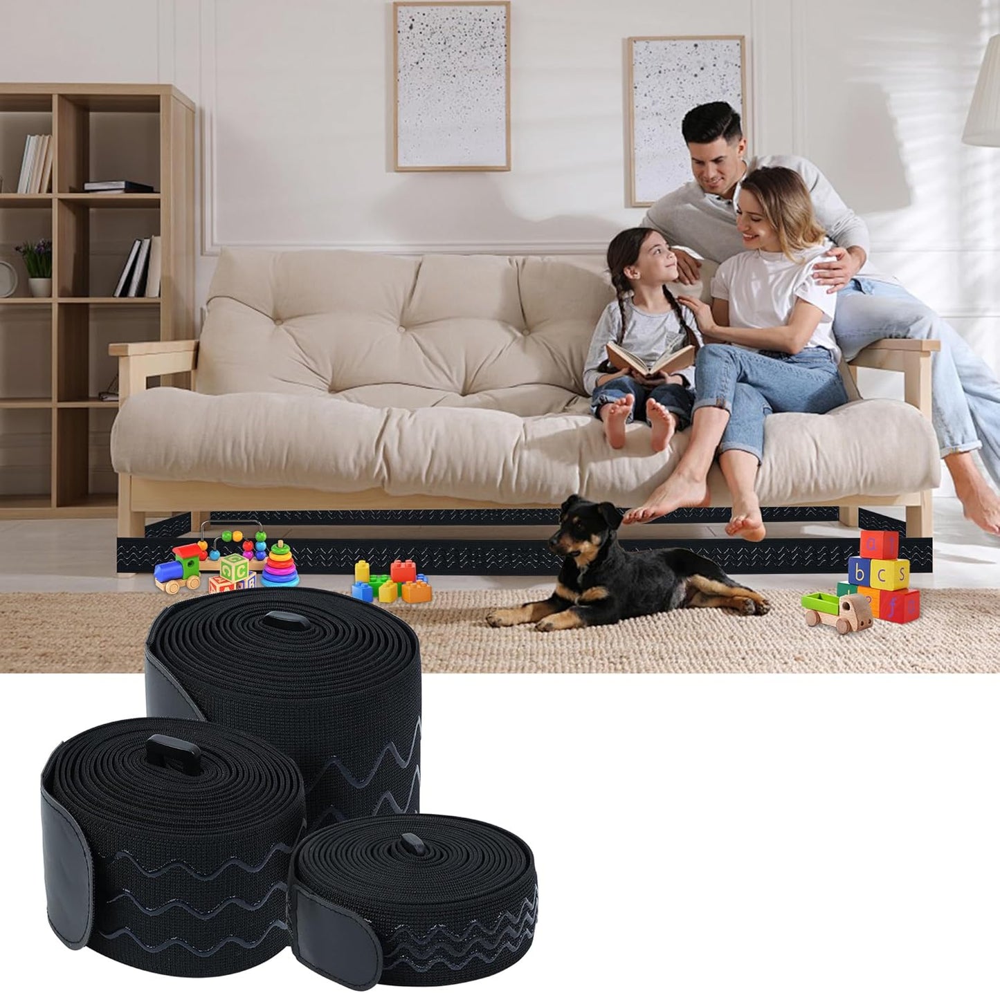 Under Couch Blocker for Kid and Pet Toys, Adjustable Toy Blocker for Under Couch, Toy Blocker Stop Things from Going Under Sofa, Bed, and Other Furniture, Easy to Install, 3" x 157 inch