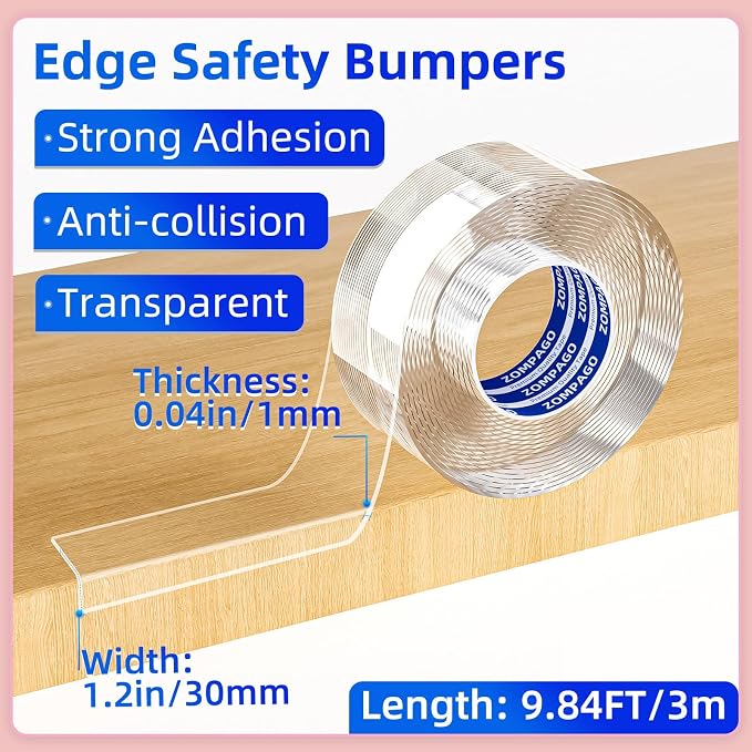 Clear Soft Corner Protectors for Furniture Strip, 1.2in x9.84FT, Sharp Edge & - Image 2