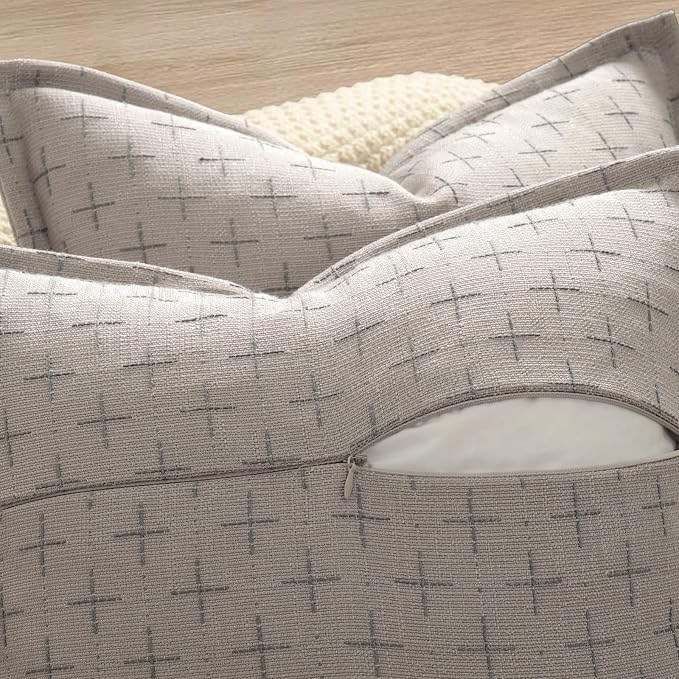 Pillow Covers 24x24 Set of 2 Soft Polyester Textured Pillow Covers - Image 3