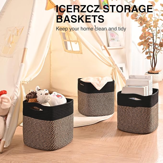 11 Inch Cube Storage Bins, Storage Cube Organizer Bins, Woven Cotton Rope - Image 6