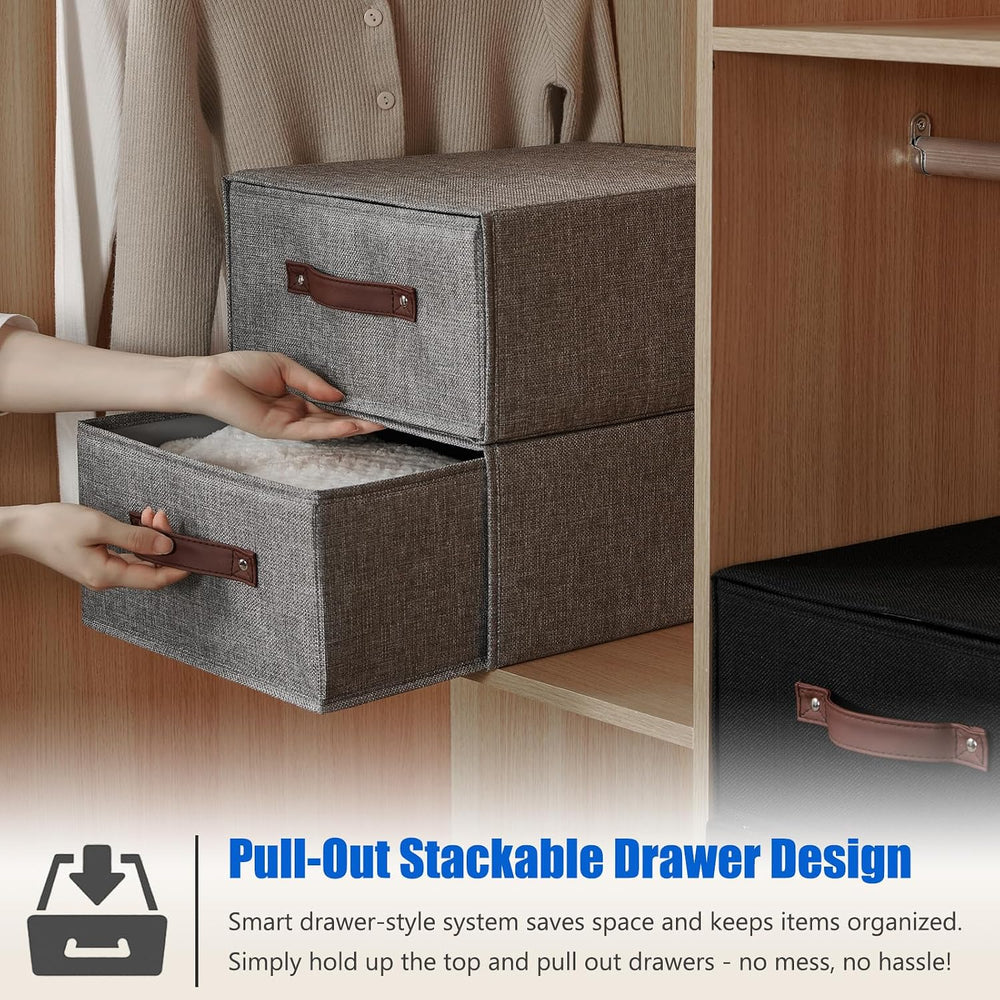4PCS Closet Drawer Organizer Fabric Storage Boxes Bins Baskets