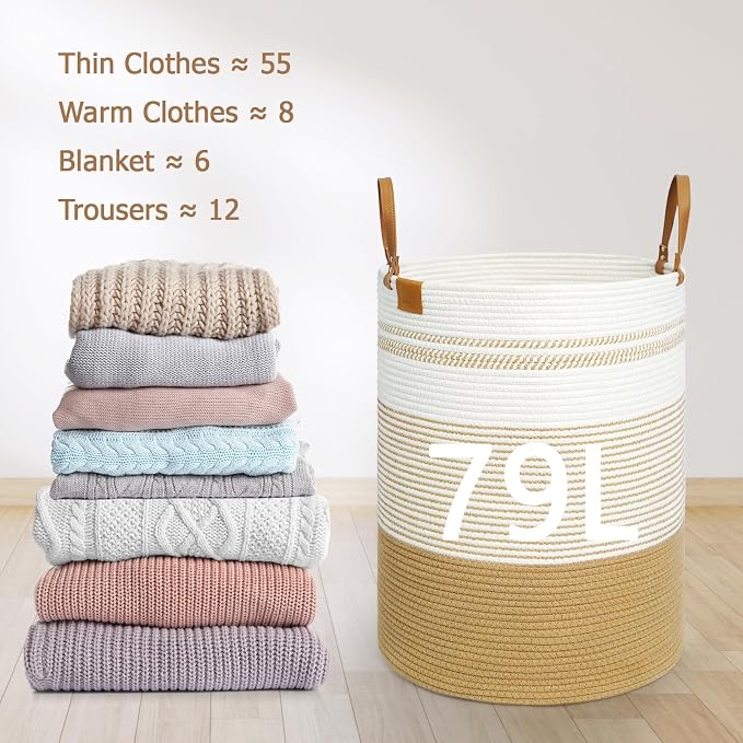 danpinera 79L Laundry Hamper Basket, Tall Round Dirty Clothes Hamper - Image 3