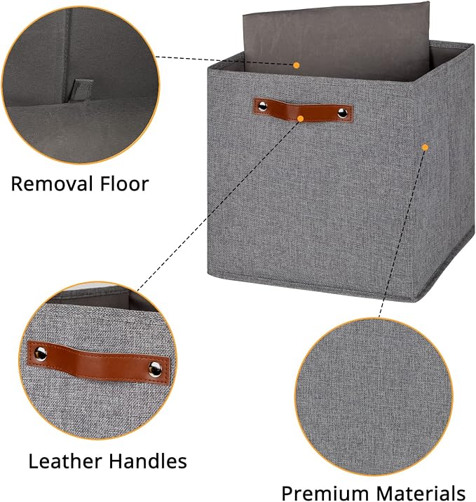 DULLEMELO Fabric Storage Cubes, 13 inch Cube Stroage Bins - Image 5