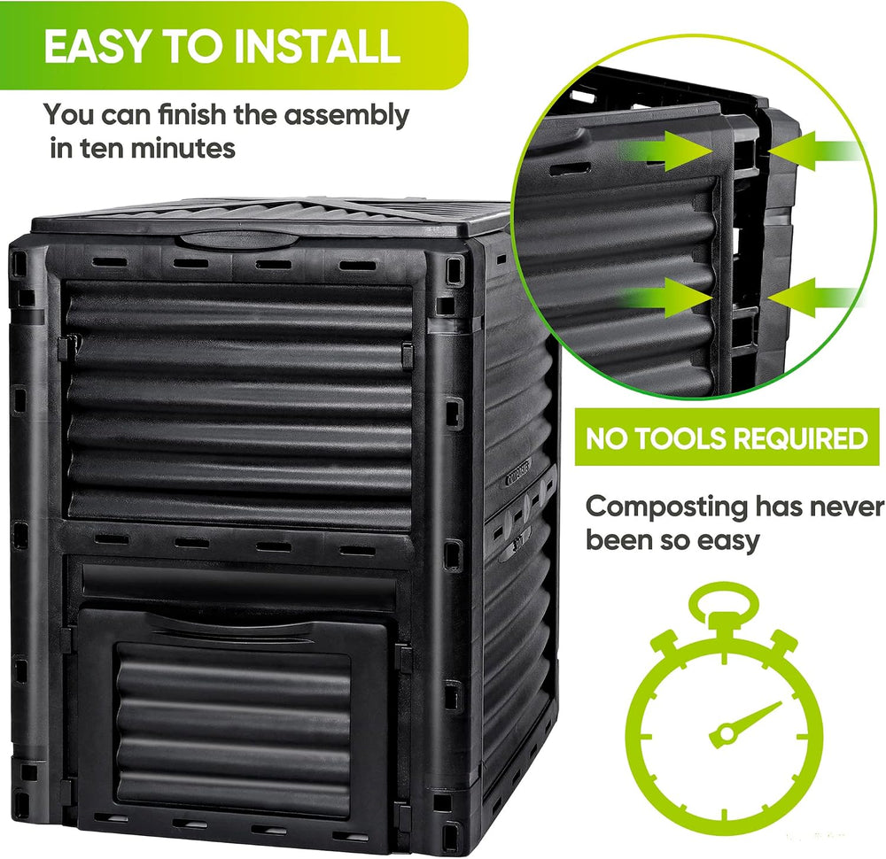 SUPER DEAL 80 Gallon Compost Bin, Outdoor 300 L Garden Composter, Large Capac...