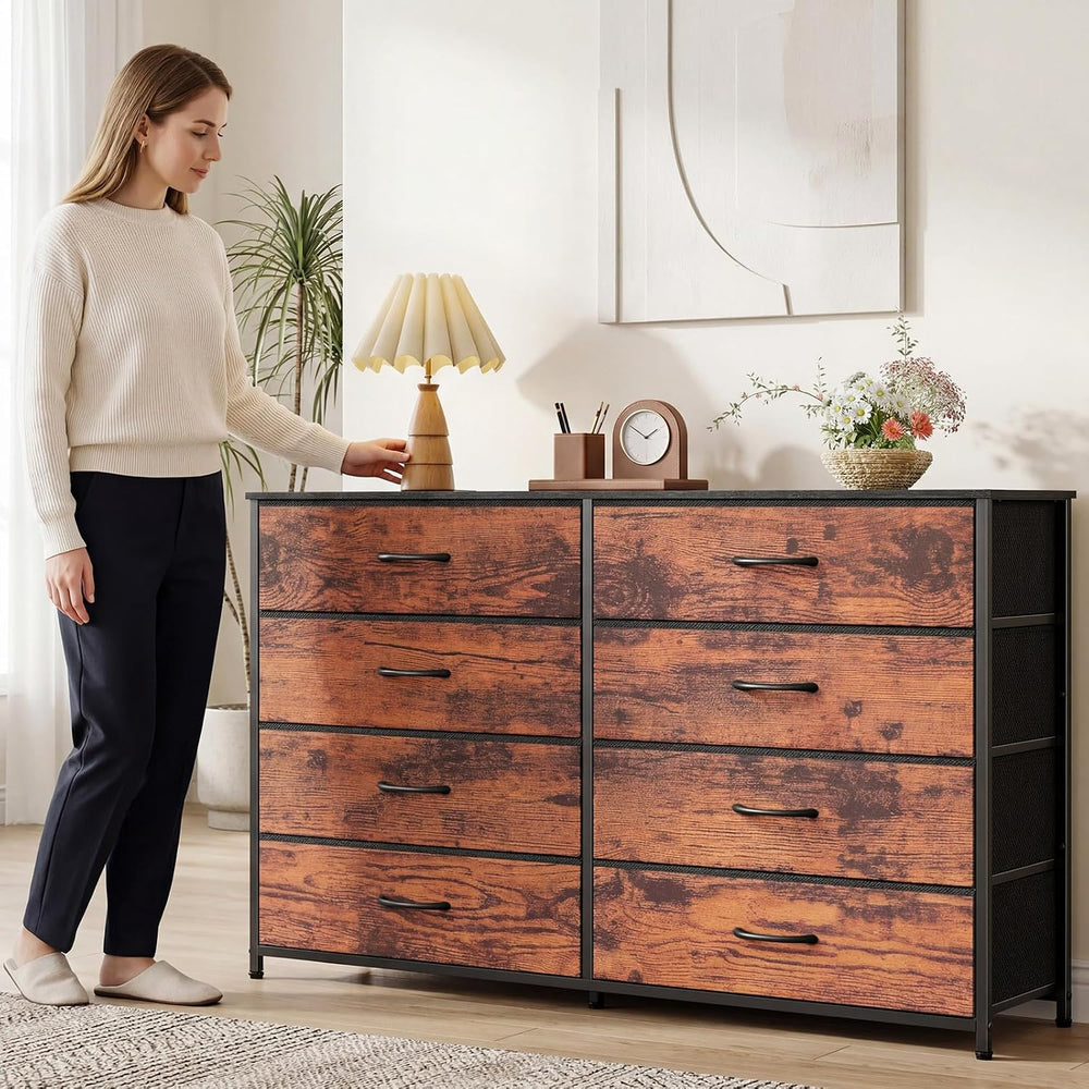 Furnulem Long Dresser for Bedroom, TV Stand for 55'', 8 Drawer Dorm D...