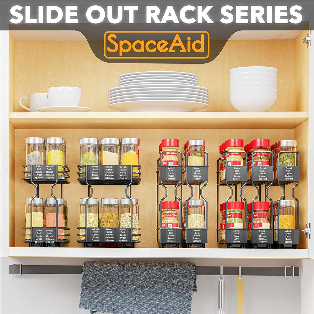 SpaceAid Pull Out Spice Rack Organizer for Cabinet, Heavy Duty Slide Out Seas...