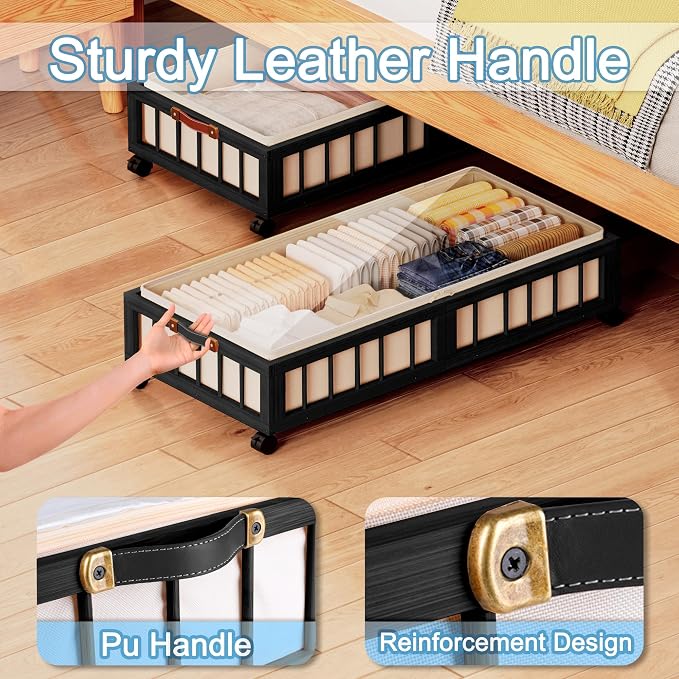 efluky 2-Pack Bamboo Under Bed Storage - Image 4