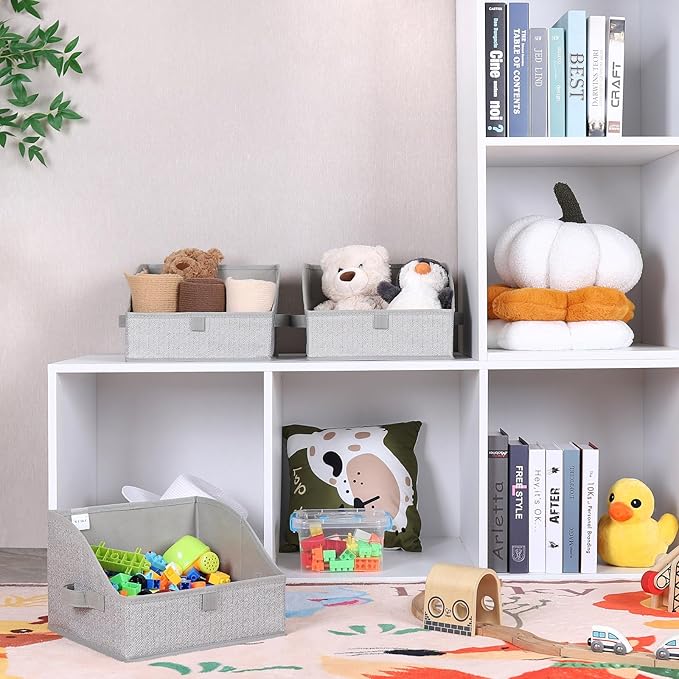 WUIKE 3 Pack Large Closet Storage Bins, Fabric Trapezoid Storage Baskets - Image 7