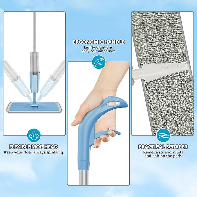 Spray Wet Mops for Hardwood Floors- MEXERRIS Microfiber Dust Dry Mop - Image 4