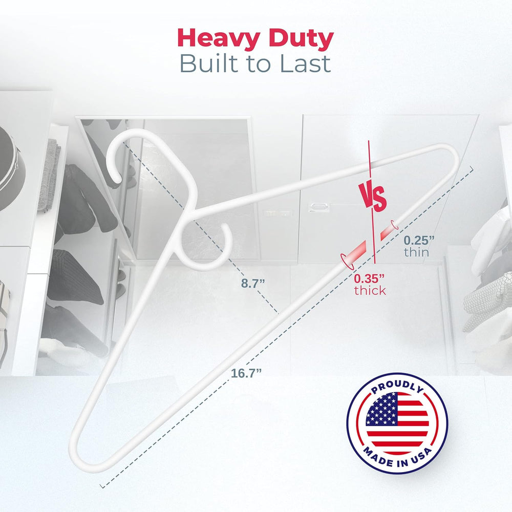 Heavy Duty Clothes Hangers 36 Pack – Made in The USA – 8lb Capacity Plastic H...