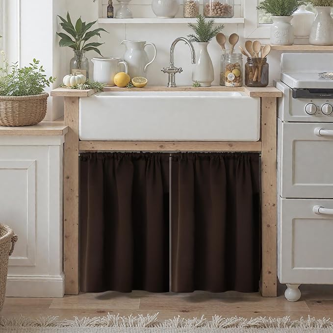 BGment Brown Kitchen Curtains 36 INES Long - Image 2