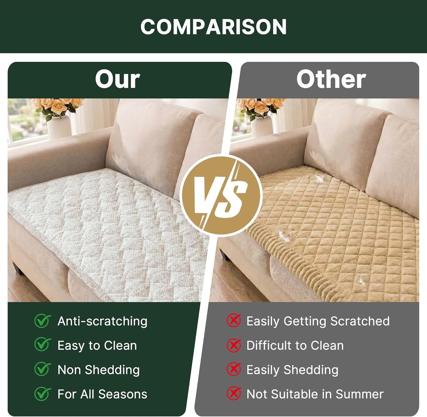 H.VERSAILTEX Chenille Couch Cover for Dogs Washable Soft Sofa Covers Sectional Sofa Cover Non-Slip Thick Couch Protector Dog Pet Bed Covers(Ivory, 28" x 71")