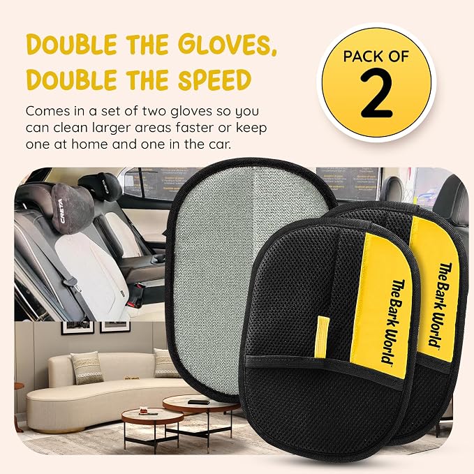Pet Hair Removal Glove 2-Pack – Reusable Dog & Cat Fur Remover Mitts – - Image 7