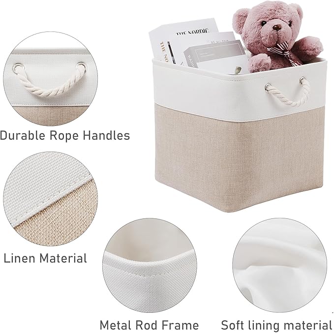12 x 12 Inch Cube Storage Bins, 6 Pack Large Collapsible Fabric Storage Bin - Image 5