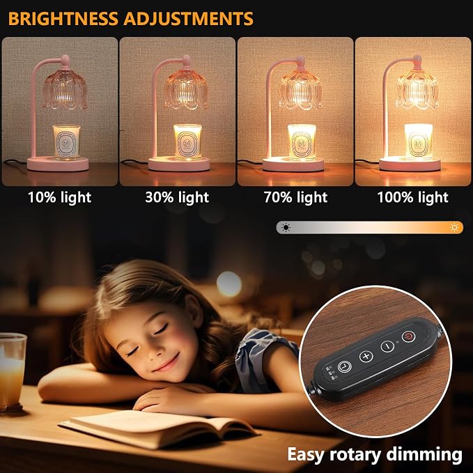 Pink Candle Warmer Lamp with Timer and Dimmer, Mother's Day Gifts - Image 4