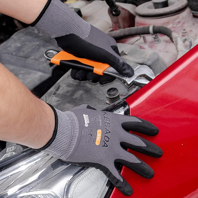 Kebada W2 Safety Work Gloves, Micro-Foam Nitrile Coated Gloves, Touchscreen - Image 2