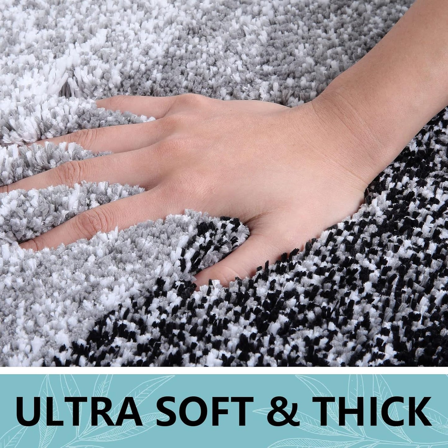 Arotive Microfiber Bathroom Rugs, Shaggy Soft and Absorbent Bath Rug, Non-Slip, Thick Plush Machine Washable Dry Bath Mats for Bathroom, Tub and Shower, 24x16, Black, Rectangular