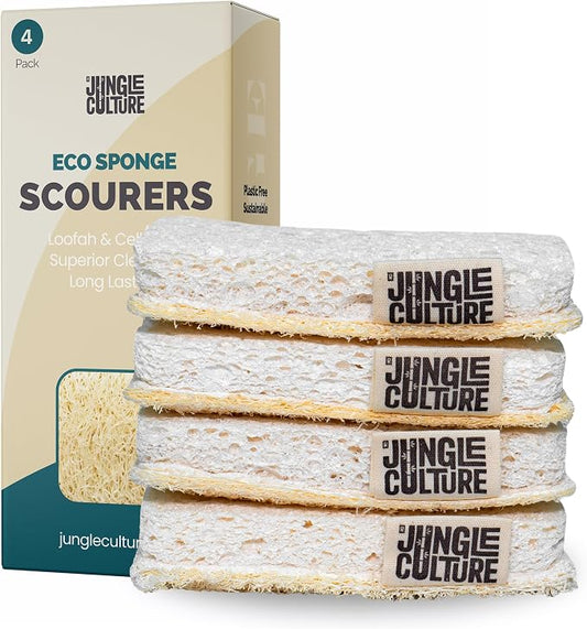 Jungle Culture Eco Sponge Set of 4 • Eco Friendly Natural Dishwashing Sponges • by JungleCulture