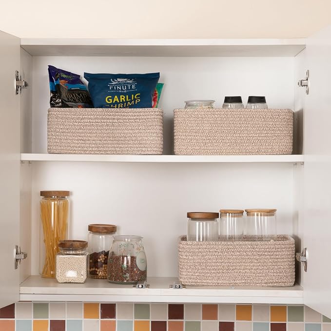 3 Pack Small Storage Baskets for Organizing, Cute Woven Decorative Gift Baskets - Image 6