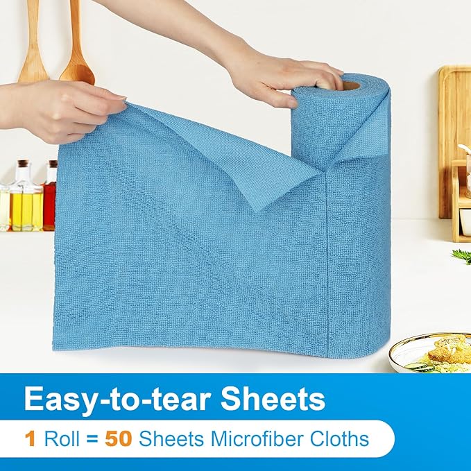 Microfiber Cleaning Cloth, 50 Sheets Shop Towels Commercial Grade Washcloths - Image 2