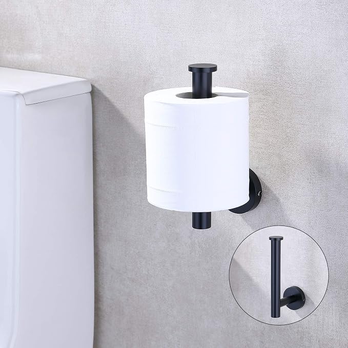 TASTOS Toilet Paper Holder SUS304 Stainless Steel Round Size Matte Black 2 Pack - Image 4