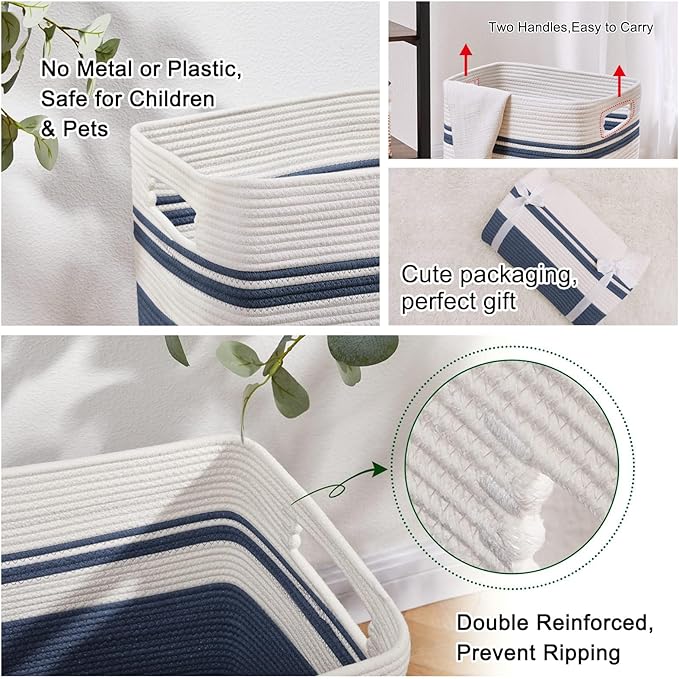OIAHOMY Laundry Hamper-Laundry Basket, Tall Cotton Storage Basket - Image 4