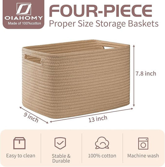 OIAHOMY 4 Pack Storage Baskets for Organizing, Cube Storage Bins for Shelves - Image 2