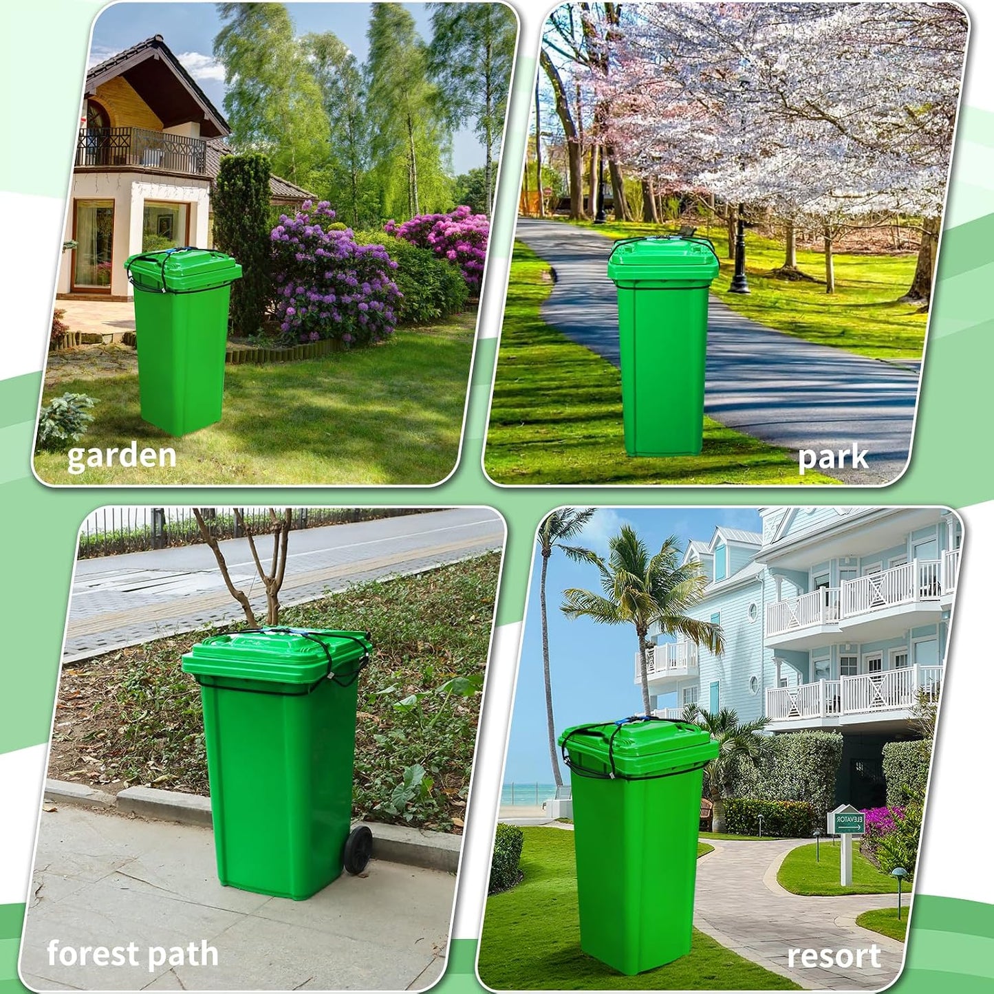Trash Can Locks for Animals - 2PCS Garbage Can Lid Locks with Heavy Duty Bungee for Raccoons Proof,Bears Proof and Wind-Resistant for 30-45 Gallon Cans