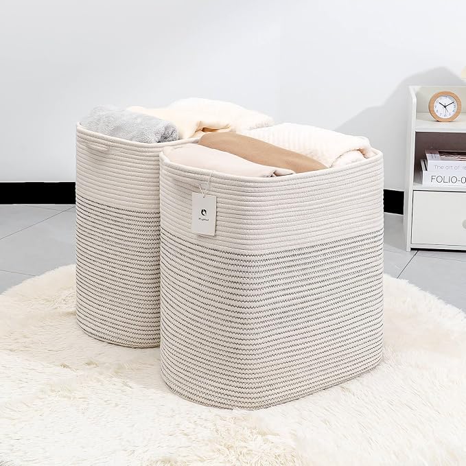 Storage Baskets for Clothes Fabric Cotton Rope Storage Basket bins - Image 3