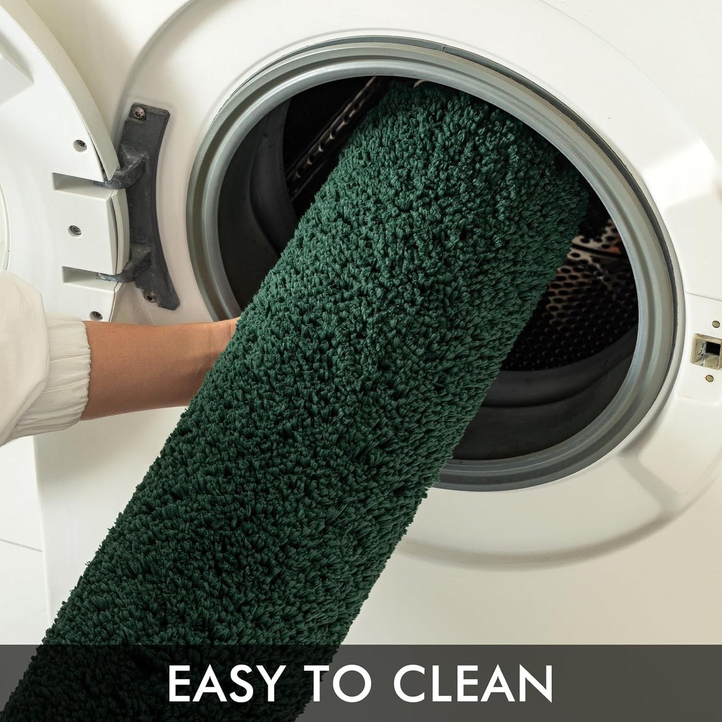 MIULEE Dark Green Bathroom Rugs Set 2 Piece, Soft Absorbent Microfiber Bath Mat Set, Non Slip Quick Dry Machine Washable Plush Shaggy Bath Rugs for Bathroom Floor, Tub and Shower, 16x24 inches