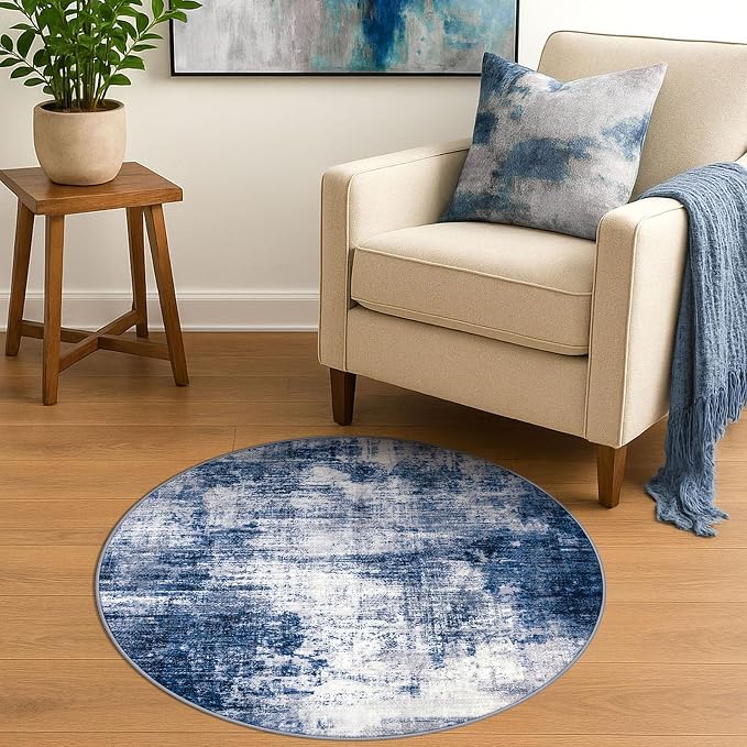 IOHOUZE Round Area Rug 3 Ft Circle Entryway Rugs Round Washable Door Mat Indoor - Image 2