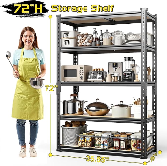 TigerParty 2050LBS Heavy Duty Garage Shelving, 5-Tier Adjustable Storage Shelves - Image 2
