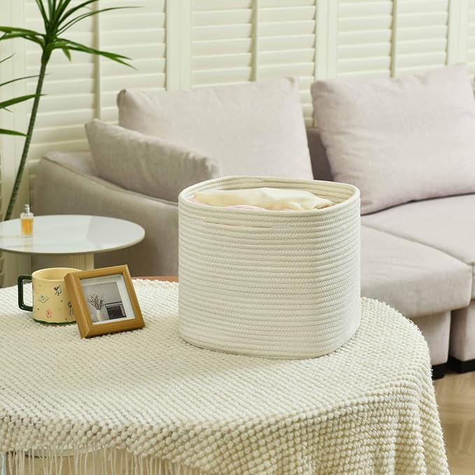 3 Pack Storage Cubes 11 Inch Cotton Rope Woven Baskets - Image 4