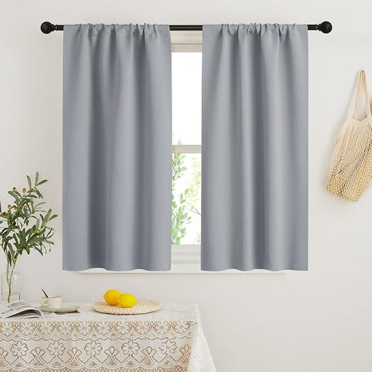RYB HOME Kitchen Curtains 45 inch Length 2 Panels Set, Privacy Assured Drapes by RYBHOME