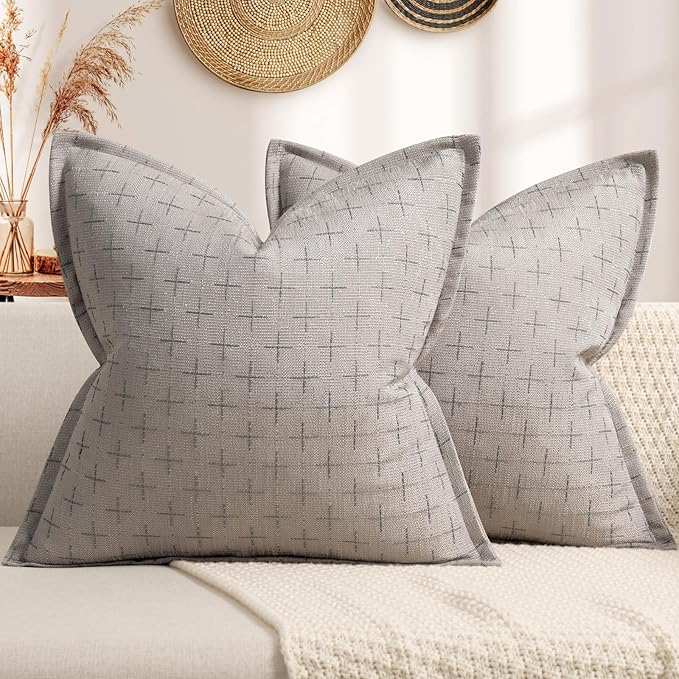 ZWJD Pillow Covers 20x20 Set of 2 Soft Polyester Textured Pillow Covers by ZWJD