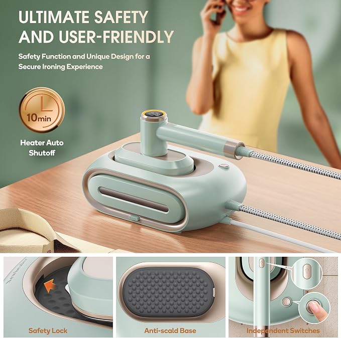Newbealer 2In1 Pro Steam Station Iron, 1550W Turbo 3-level Steam & 3 Dry Heat - Image 8