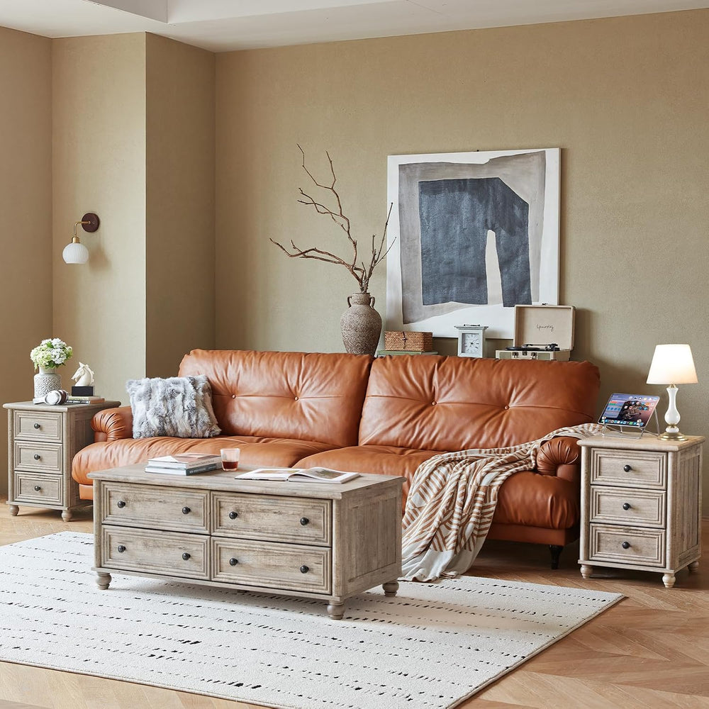 Farmhouse Dressers & Night Stand Set of 3, Wood 54'' Wide Dresser...